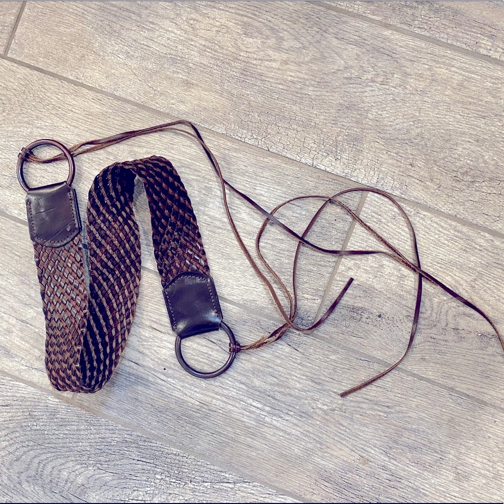 Brown Woven Tie Belt